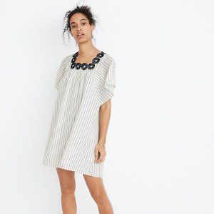 Madewell Embroidered Butterfly Dress in Stripe
